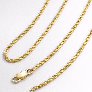 10K Gold Rope Chain Necklace 20 Inch 1.8mm Twisted Chain Lobster Clasp NEW